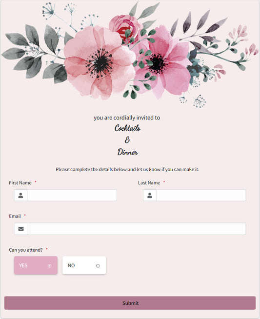 Dinner Party RSVP Form