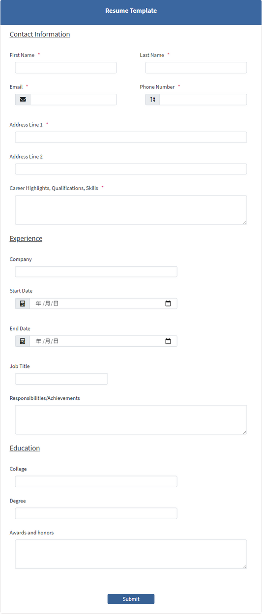Resume Form