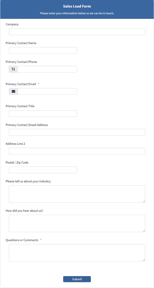 Sales Lead Form