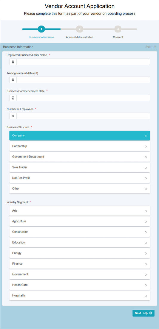 Vendor Application Form