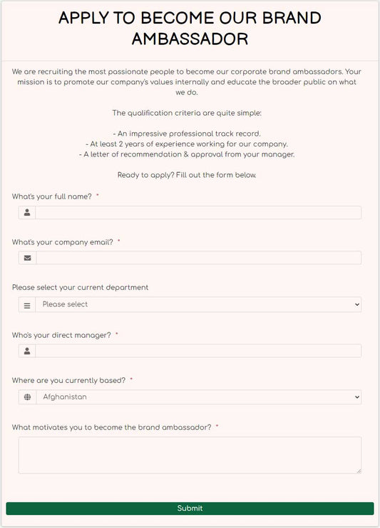 Brand Ambassador Application Form