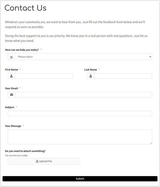 Contact Us with File Upload