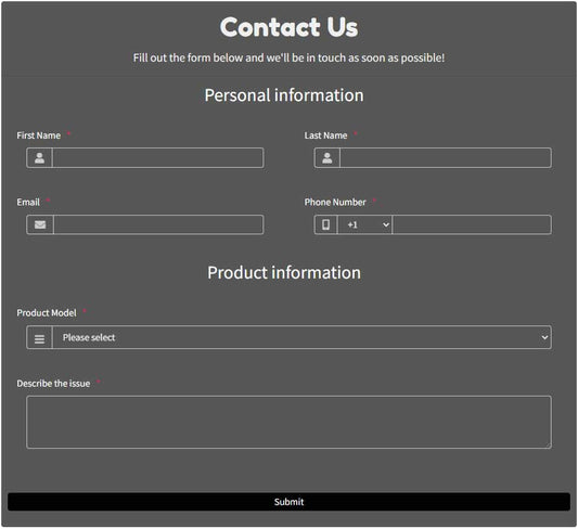 Contact Us Black