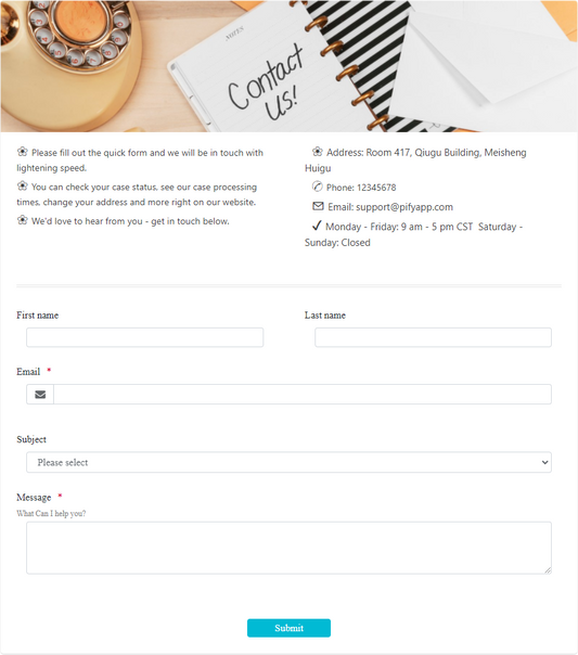 Contact Us with Image Header