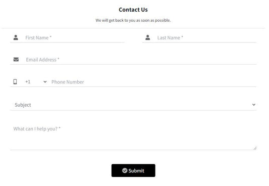 Contact Us with placeholder