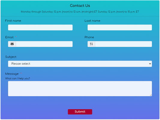 Contact Us with Gradient Color Background