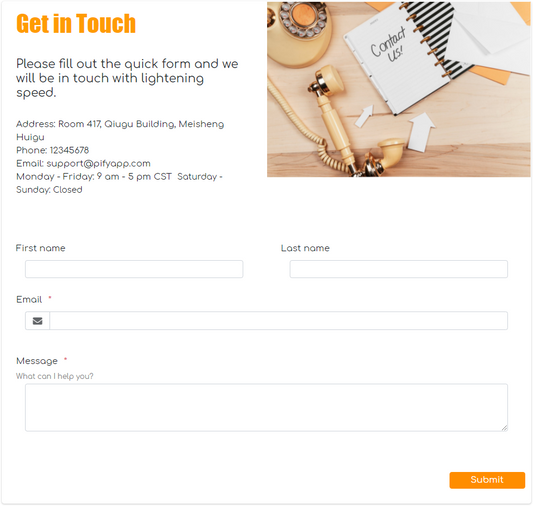 Contact Us without Header