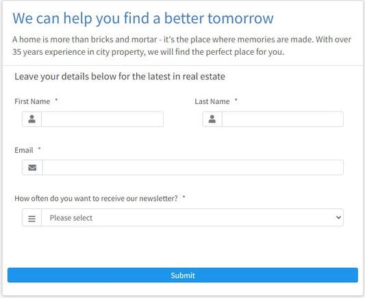 Real Estate Lead Generation Form