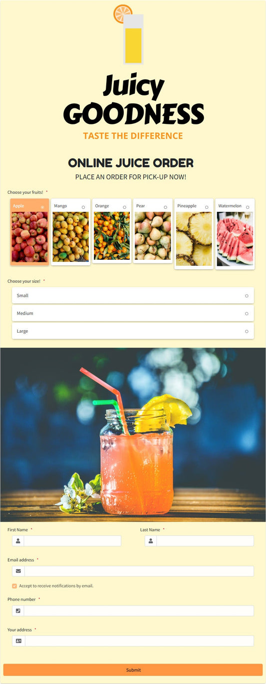 Juice Order Form