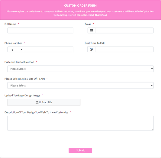 Cutom Order Form