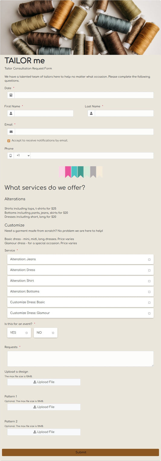 Tailor Consultation Request Form
