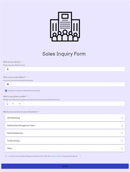 Sales Inquiry Form